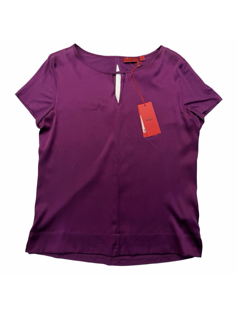 Hugo Boss Keyhole Short Sleeve Blouse Purple Size M